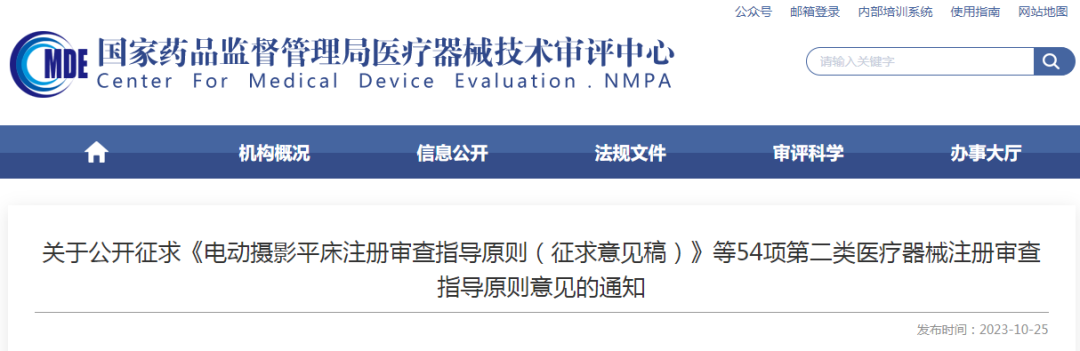 【CMDE】54項第二類醫(yī)療器械注冊審查指導(dǎo)原則意見征求中